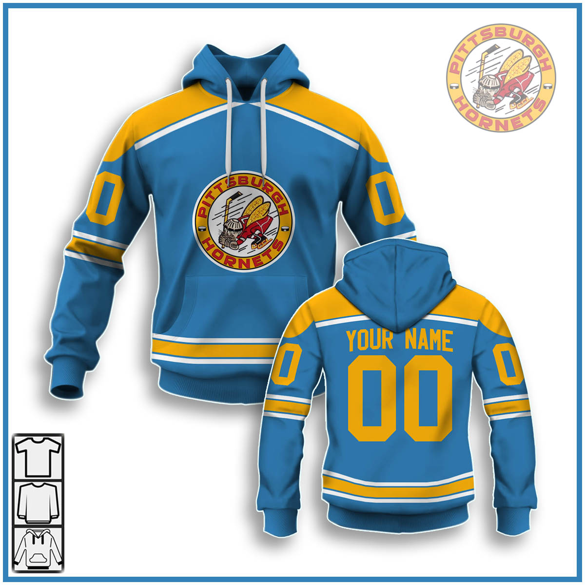 Personalized Vintage AHL Pittsburgh Hornets 1960 vintage Blue Hockey Jersey  • Kybershop