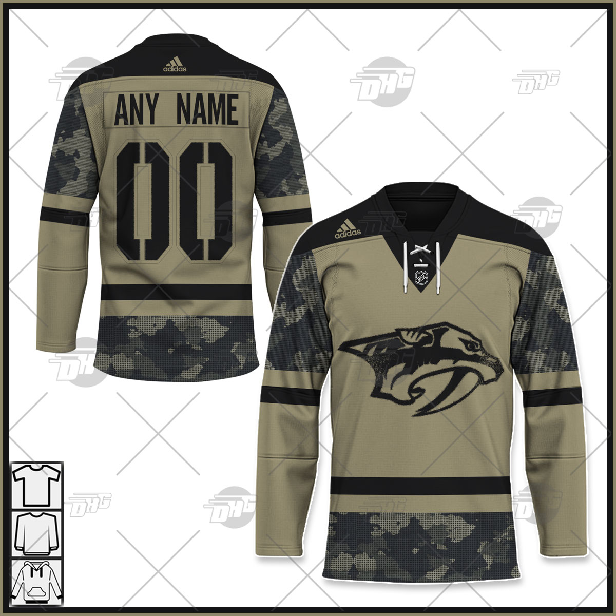 NHL Nashville Predators Custom Name Number 2021 Reverse Retro Alternate  Jersey Pullover Hoodie
