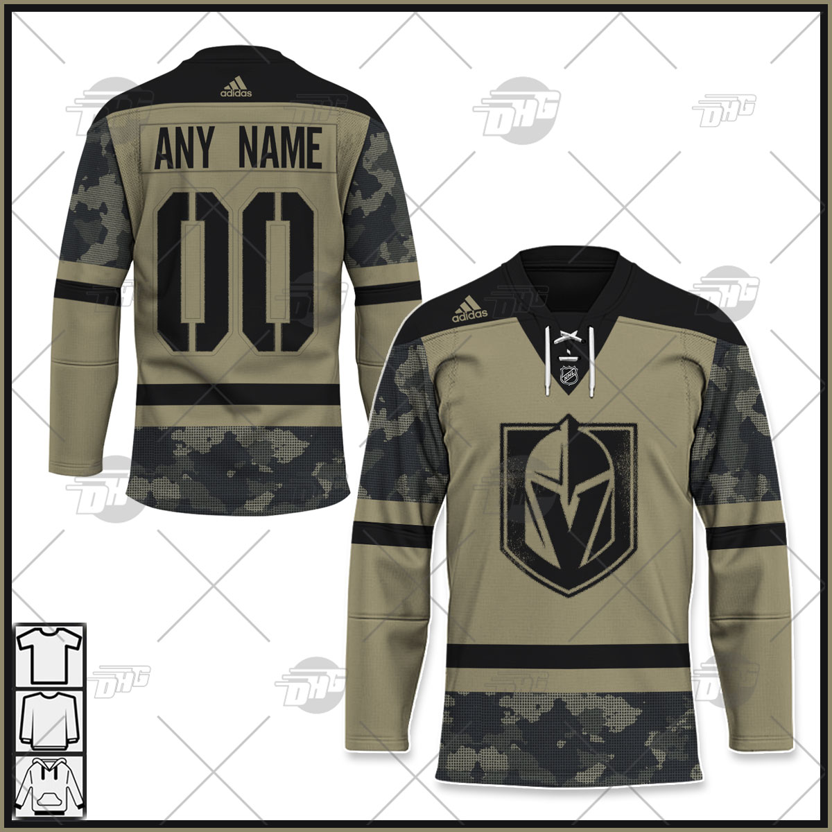 NHL Vegas Golden Knights Custom Name Number Camo Military Appreciation Team  Jersey Polo Shirt