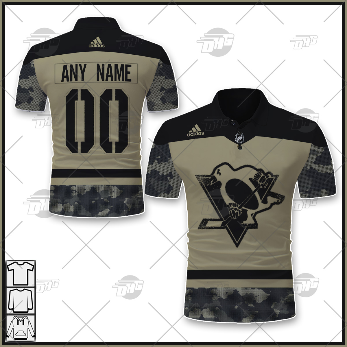 Custom Name And Number NHL Pittsburgh Penguins Special Camo Skull