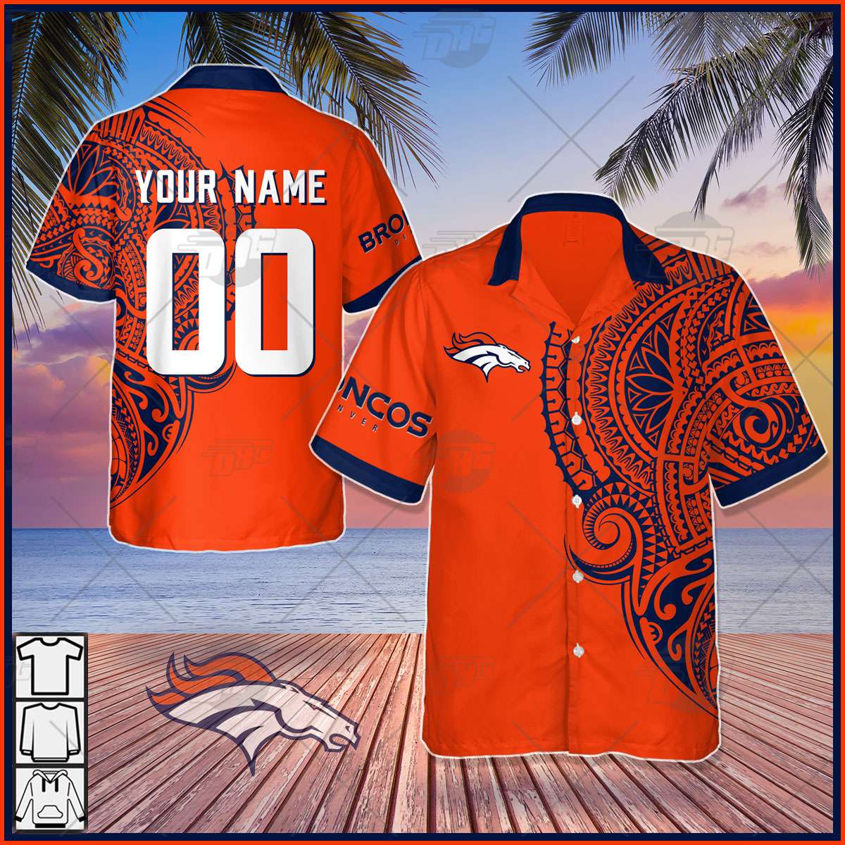 Denver Broncos Custom Name NFL Hawaiian Shirt And Shorts Gift For