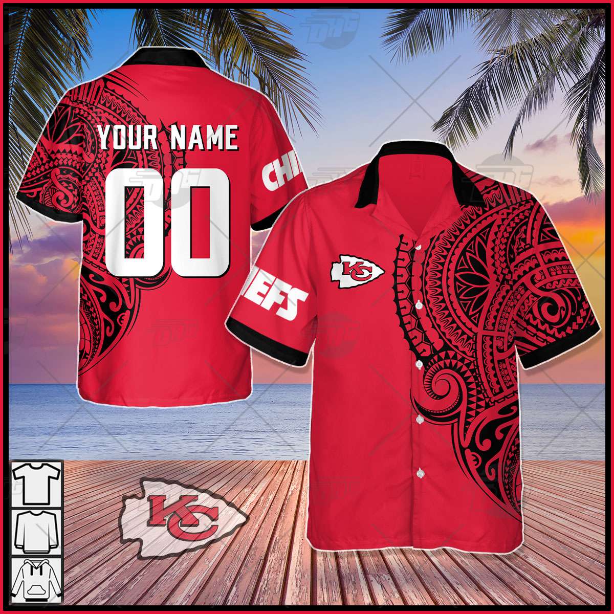 Personalize NFL Kansas City Chiefs Polynesian Tattoo Design Hawaiian Shirt  - WanderGears