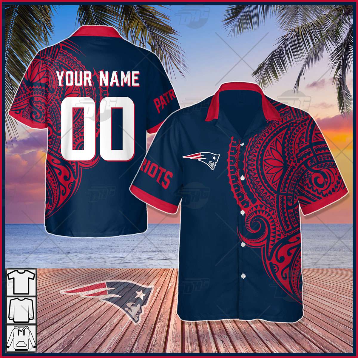 New England Patriots NFL Personalized Hawaiian Shirt, beach shorts